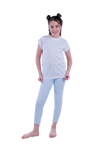 Girls Short Sleeve Pajama with Rib Legging - Blue Sun Flower