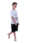 Boys Short Sleeve Pajama with Shorts and Pants - Bright White