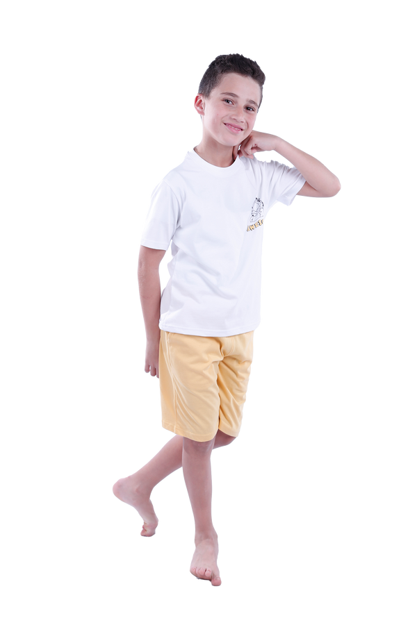 Boys Short Sleeve Pajama with Shorts - Bright White