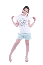 تحميل الصورة إلى عارض المعرض، Girls Short Sleeve Pajama with Shorts - Bright White
