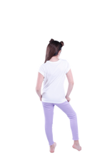 تحميل الصورة إلى عارض المعرض، Girls Short Sleeve Pajama with Rib Legging - Bright White*Violet Tulip
