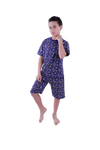 Boys Short Sleeve Pajama with Shorts - Blue Depths Dino Plaids,