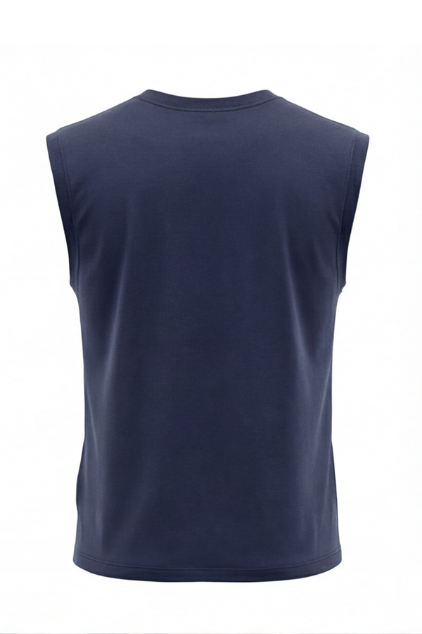 Men Sleeveless Cotton Tank Top – Maritime Blue