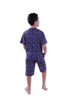 Boys Short Sleeve Pajama with Shorts - Blue Depths Dino Plaids,