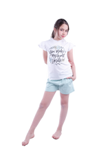 تحميل الصورة إلى عارض المعرض، Girls Short Sleeve Pajama with Shorts - Bright White
