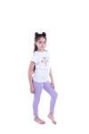 Girls Short Sleeve Pajama with Rib Legging - Bright White*Violet Tulip