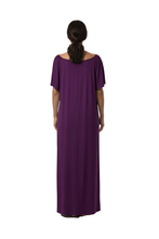 Load image into Gallery viewer, Women’s Short Sleeve Flowy Dress – Grape Juice