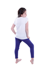 تحميل الصورة إلى عارض المعرض، Girls Short Sleeve Pajama with Rib Legging -Bright White
