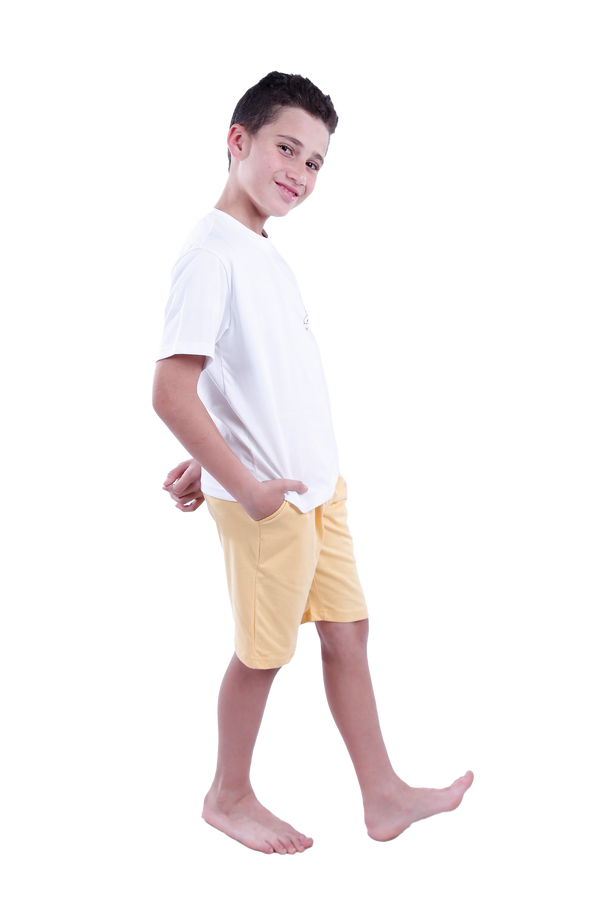 Boys Short Sleeve Pajama with Shorts - Bright White