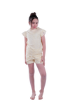 Girls Short Sleeve Pajama with Shorts -  Transparent Yellow Sun Flower
