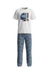 Boys SS Round Neck T-Shirt with Pants Pajama Set – Bright White