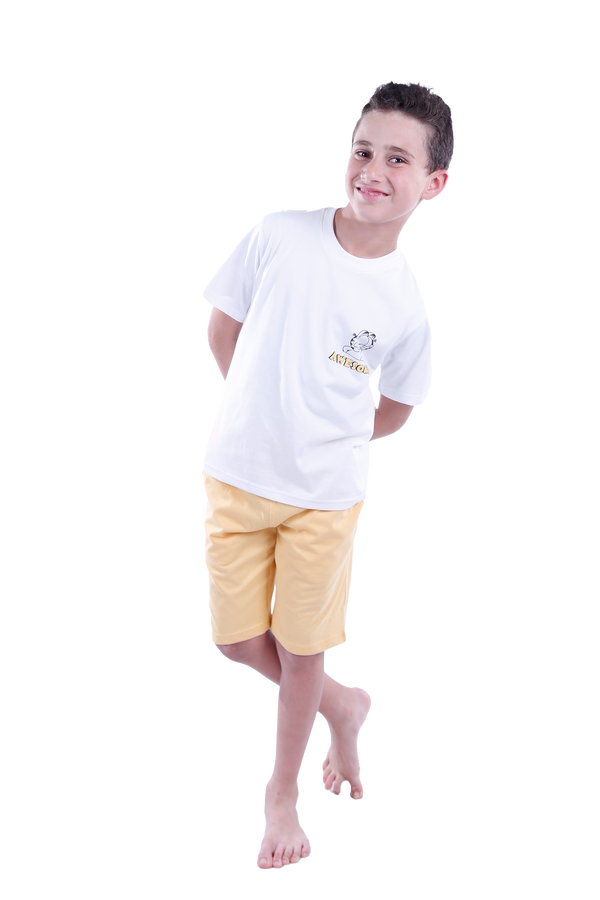 Boys Short Sleeve Pajama with Shorts - Bright White