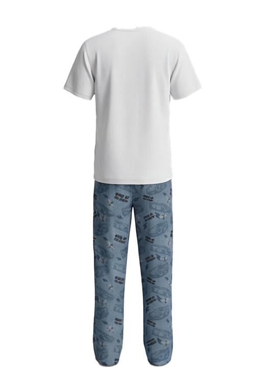 Boys SS Round Neck T-Shirt with Pants Pajama Set – Bright White