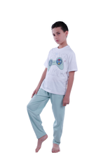 Load image into Gallery viewer, Boys Short Sleeve Pajama with Shorts and Pants - Cameo Green
