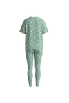 Women Oversize T-Shirt with Legging Pajama Set – Green Flowers