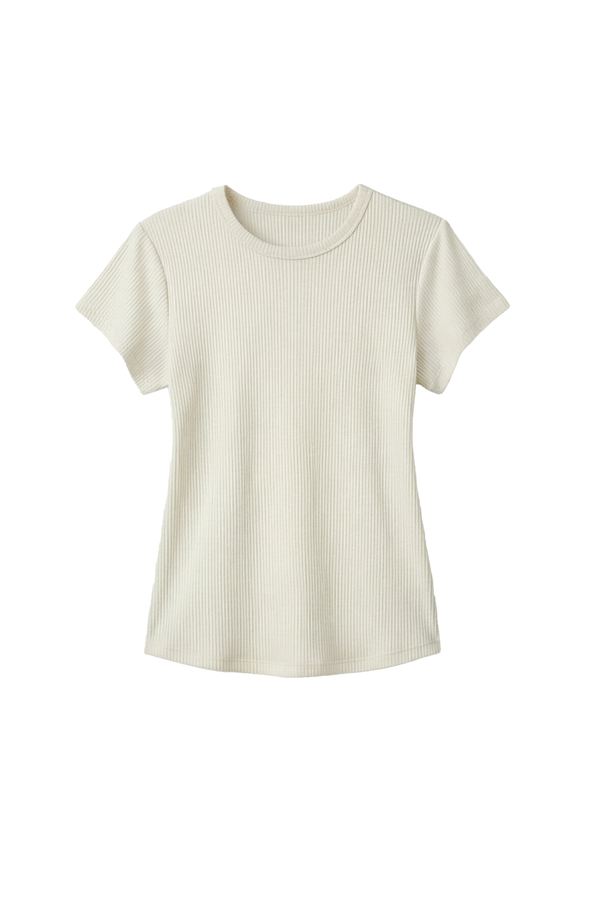 Women Short Sleeve Rib Undershirt – Bright White