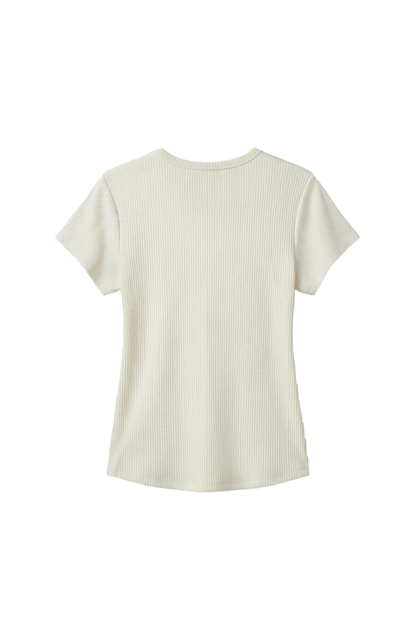 Women Short Sleeve Rib Undershirt – Bright White