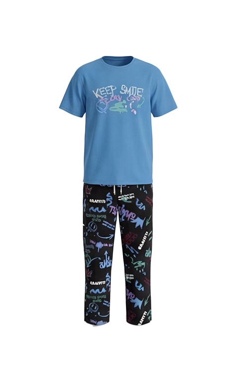 Boys SS Round Neck T-Shirt with Pants Pajama Set – All Aboard