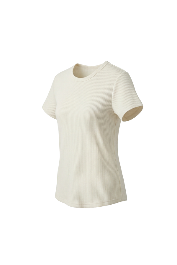 Women Short Sleeve Rib Undershirt – Bright White