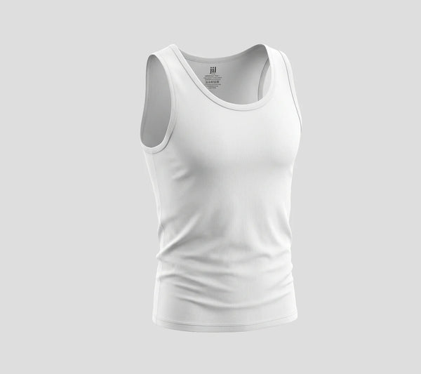 Men's White Gold Mercerized Cotton Singlet - White | Model 1115