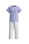 بيجامة بناتي تيشيرت نص كم بكشكشة مع بنطلون برمودا Baby Lavender – نعومة هادئة بلمسة أنثوية