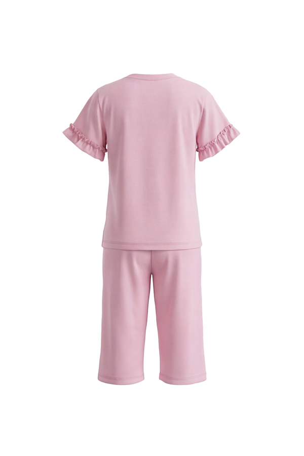 Girls SS T-Shirt With Ruffles & Bermuda Pants Pajama Set – Ballerina
