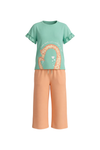 بيجامة بناتي تيشيرت نص كم بكشكشة مع بنطلون برمودا Cabbage – انتعاش عملي بلمسة أنثوية