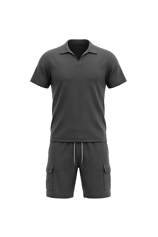 Men V-Neck Polo Pajama Set – Moonless Night