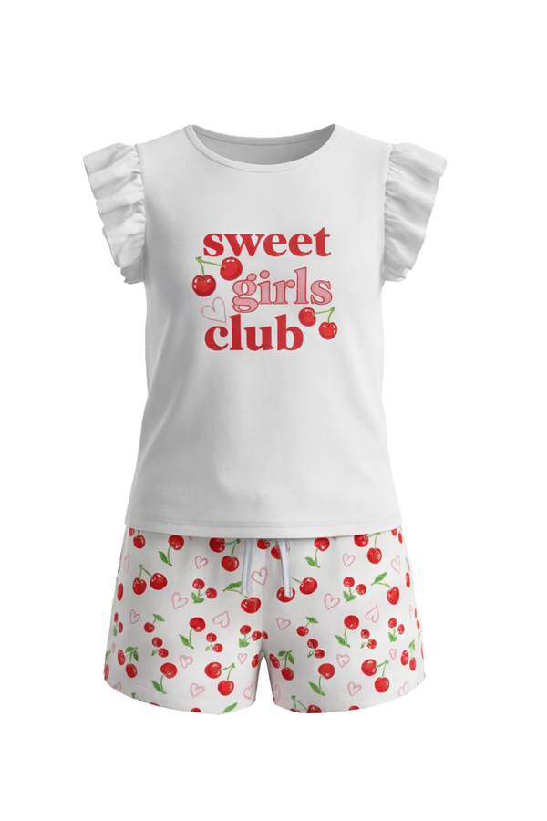 Girls Ruffle Cap Sleeve With Short Pajama Set – Mellow Yellow