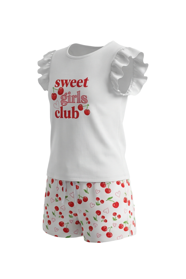 Girls Ruffle Cap Sleeve With Short Pajama Set – Mellow Yellow