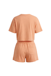 Women SS Oversize Cropped T-Shirt with Wide-Leg Shorts Pajama Set – Peach Cobbler
