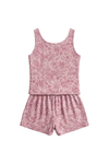 Women Tank Top with Wide-Leg Short Pajama Set – Pink Hibiscus