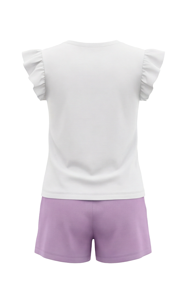 Girls Ruffle Cap Sleeve With Short Pajama Set – Bright White