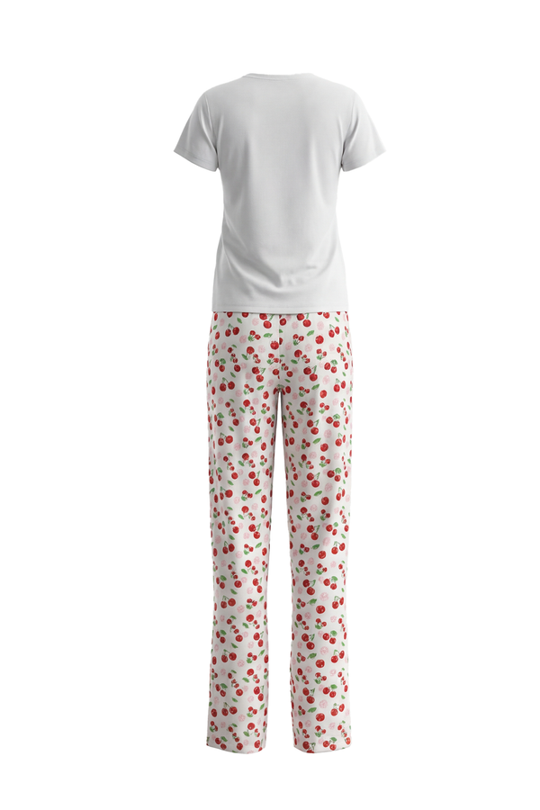 Women SS T-Shirt with Pants Pajama Set – Bright White