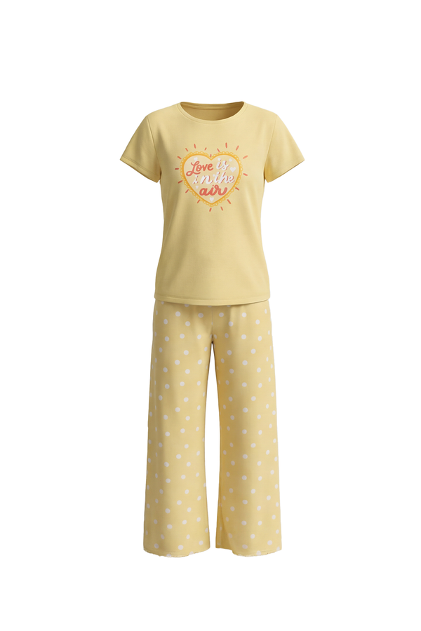 Girls SS T-Shirt With Rib Legging Pajama Set – Mellow Yellow