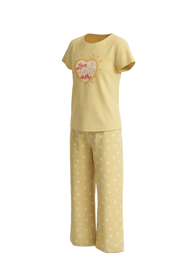 Girls SS T-Shirt With Rib Legging Pajama Set – Mellow Yellow