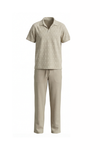 Men V-Neck Polo Pajama Set with Pants – Brown Tribe