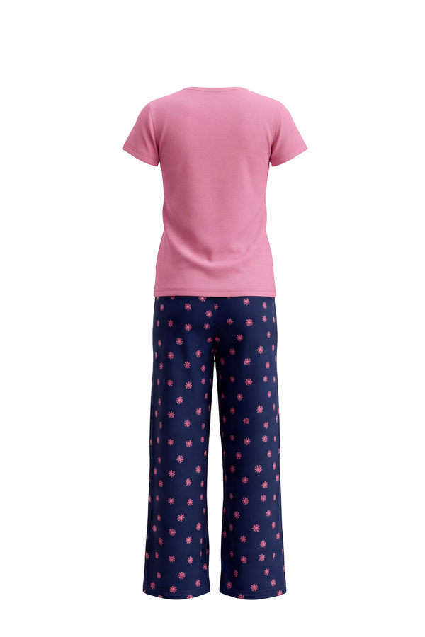 Girls SS T-Shirt With Rib Legging Pajama Set – Sachet Pink