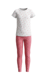 Girls SS T-Shirt With Rib Legging Pajama Set – White Small Heart