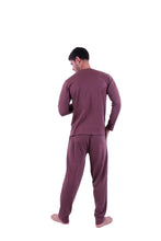 Load image into Gallery viewer, Men Long Sleeve Pajamas with PANTS Bitter Chocolate
