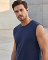 Men Sleeveless Cotton Tank Top – Maritime Blue