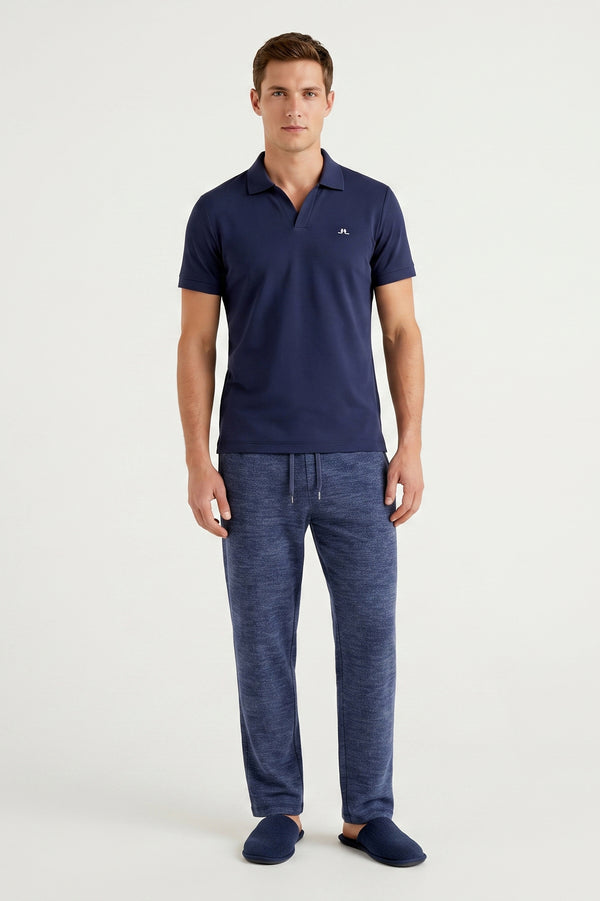 Men V-Neck Polo Pajama Set with Pants – Naval Academy