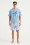 Men Oversized Cotton Pajama Set – Sky Blue