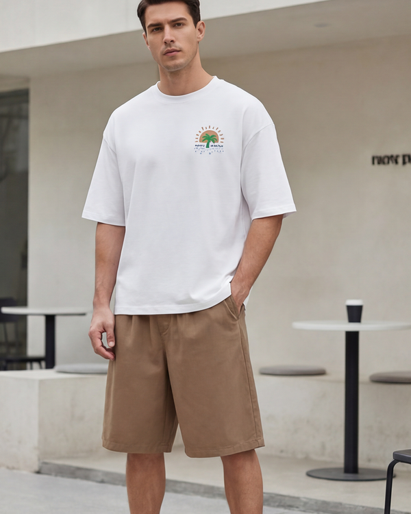 Men Oversized Cotton Pajama Set – Bright White
