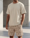 Men Round Neck Cotton Pajama Set – Marshmallow