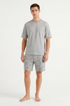 Men Round Neck Cotton Pajama Set – Glacier Gray
