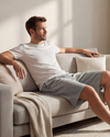 Men Wide Leg Cotton Shorts –  Cool Gray 4C