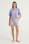 Women SS Oversize Cropped T-Shirt with Wide-Leg Shorts Pajama Set – Baby Lavender