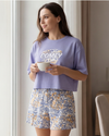 Women SS Oversize Cropped T-Shirt with Wide-Leg Shorts Pajama Set – Baby Lavender