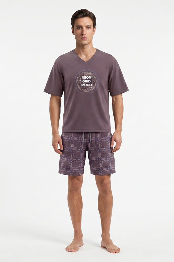 Men V-Neck Cotton Pajama Set – Flint